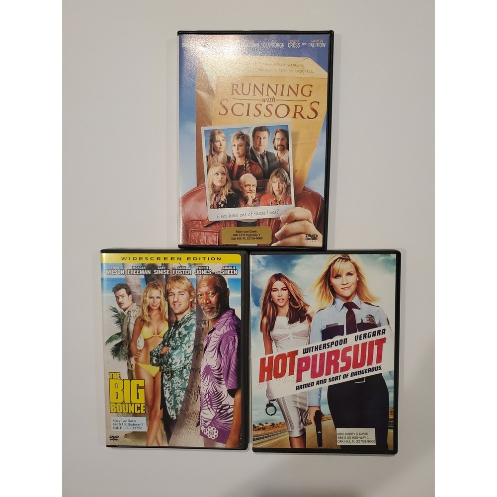 Comedy Drama DVD Lot(3) Running with Scissors Big Bounce Hot Pursuit